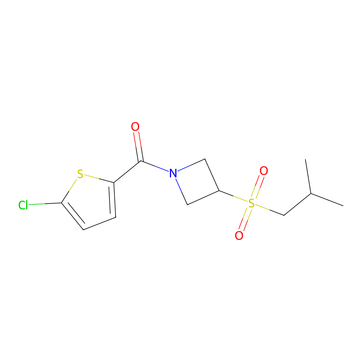 (5-Chlorothiophen-2-yl)(3-(isobutylsulfonyl)azetidin-1-yl)methanone molecular structure, CAS 1797086-34-0