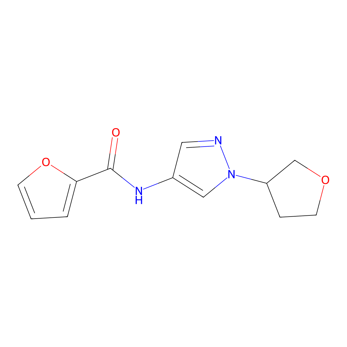 N-(1-(tetrahydrofuran-3-yl)-1H-pyrazol-4-yl)furan-2-carboxamide molecular structure, CAS 1797086-38-4