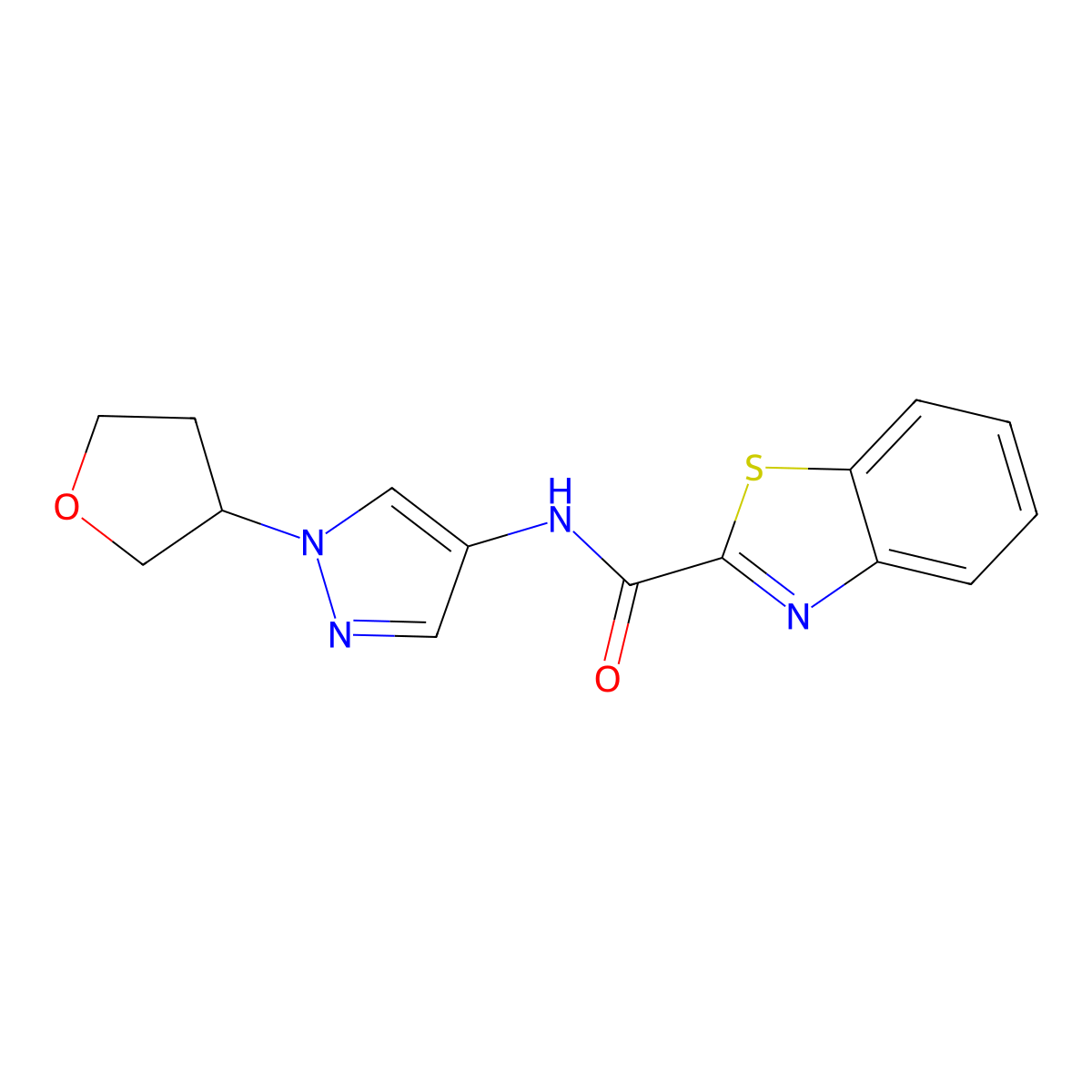 N-(1-(tetrahydrofuran-3-yl)-1H-pyrazol-4-yl)benzo[d]thiazole-2-carboxamide molecular structure, CAS 1797086-42-0