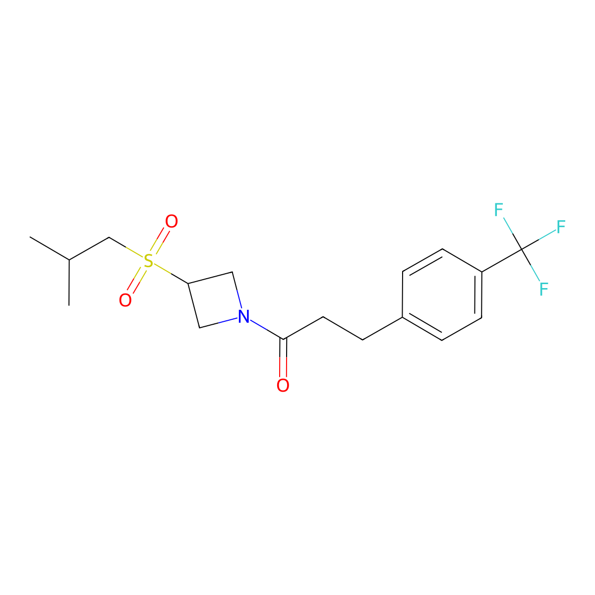 1-(3-(Isobutylsulfonyl)azetidin-1-yl)-3-(4-(trifluoromethyl)phenyl)propan-1-one molecular structure, CAS 1797086-60-2