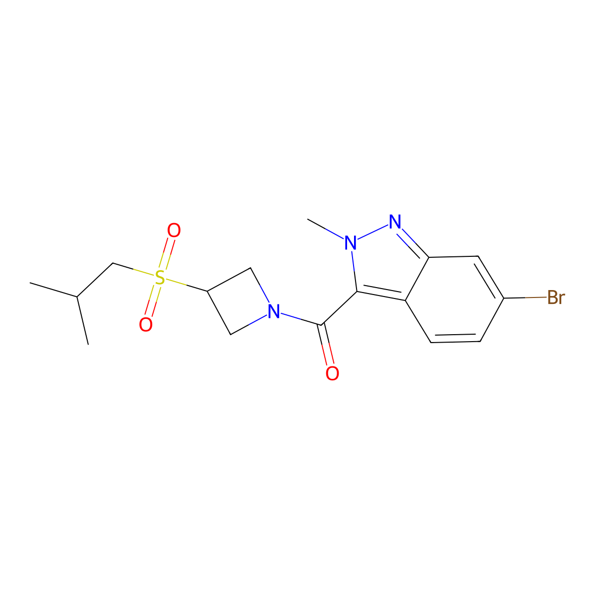 (6-bromo-2-methyl-2H-indazol-3-yl)(3-(isobutylsulfonyl)azetidin-1-yl)methanone molecular structure, CAS 1797086-64-6