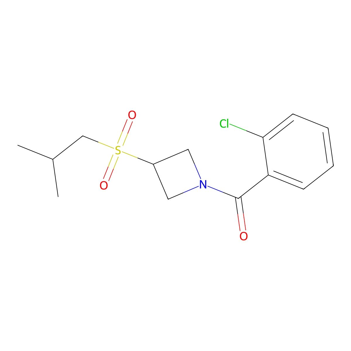 (2-Chlorophenyl)(3-(isobutylsulfonyl)azetidin-1-yl)methanone molecular structure, CAS 1797086-71-5