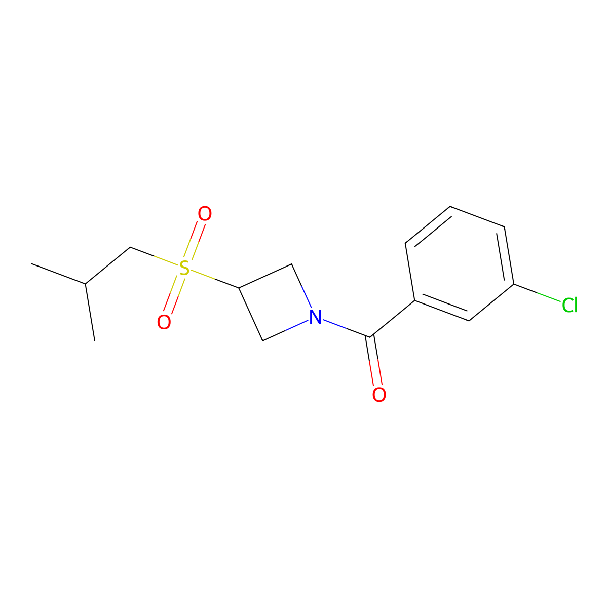 (3-Chlorophenyl)(3-(isobutylsulfonyl)azetidin-1-yl)methanone molecular structure, CAS 1797086-81-7