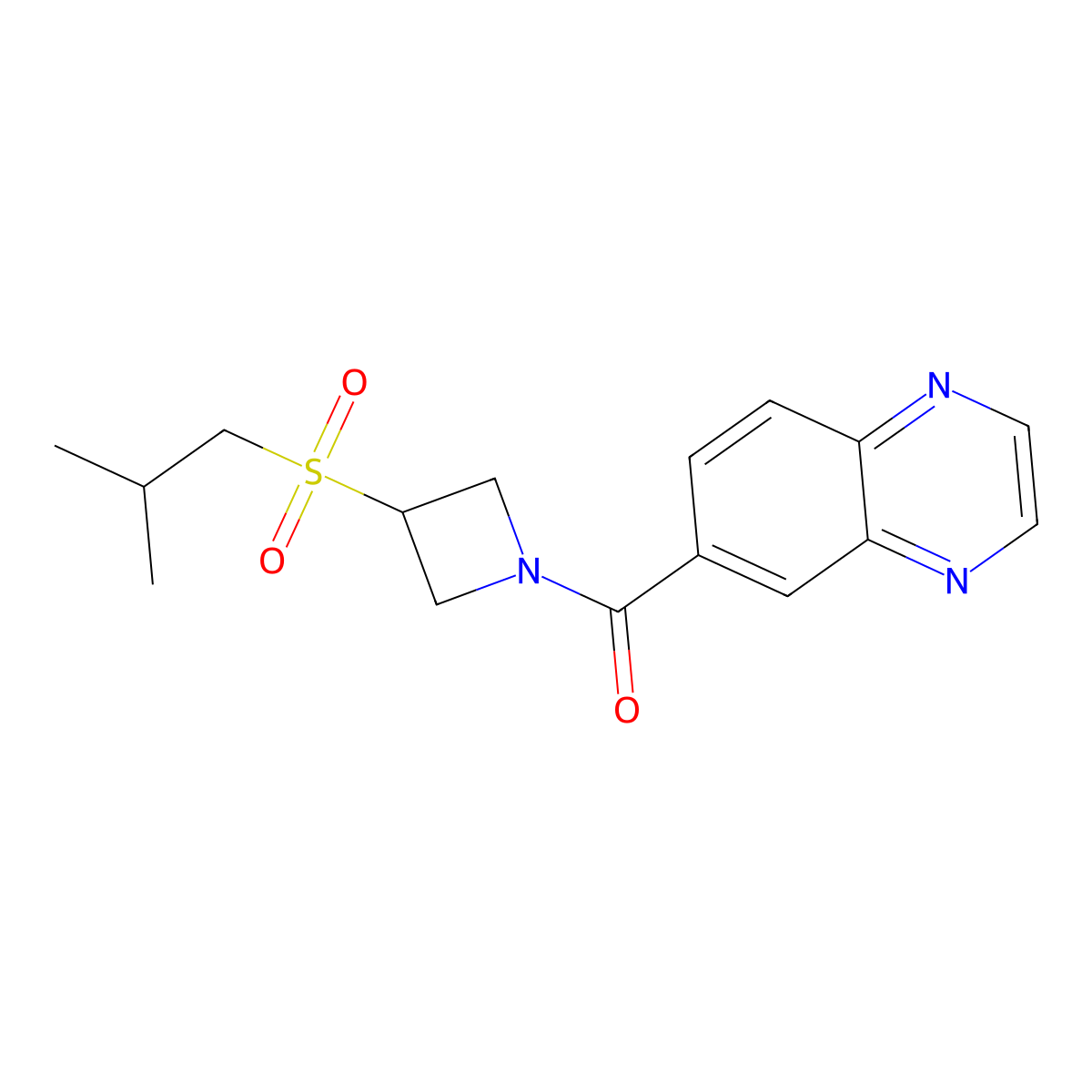(3-(Isobutylsulfonyl)azetidin-1-yl)(quinoxalin-6-yl)methanone molecular structure, CAS 1797086-85-1