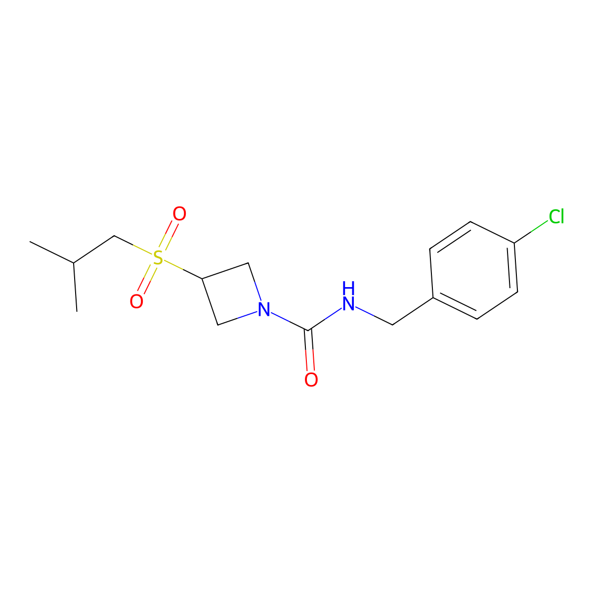 N-(4-chlorobenzyl)-3-(isobutylsulfonyl)azetidine-1-carboxamide molecular structure, CAS 1797086-95-3