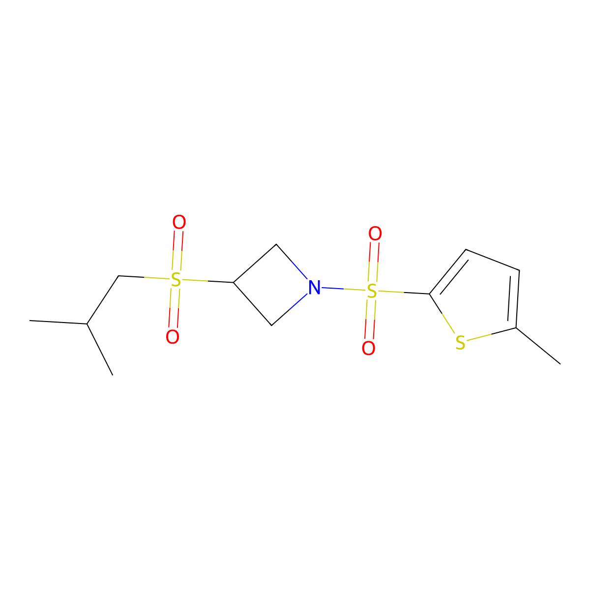 3-(Isobutylsulfonyl)-1-((5-methylthiophen-2-yl)sulfonyl)azetidine molecular structure, CAS 1797087-22-9