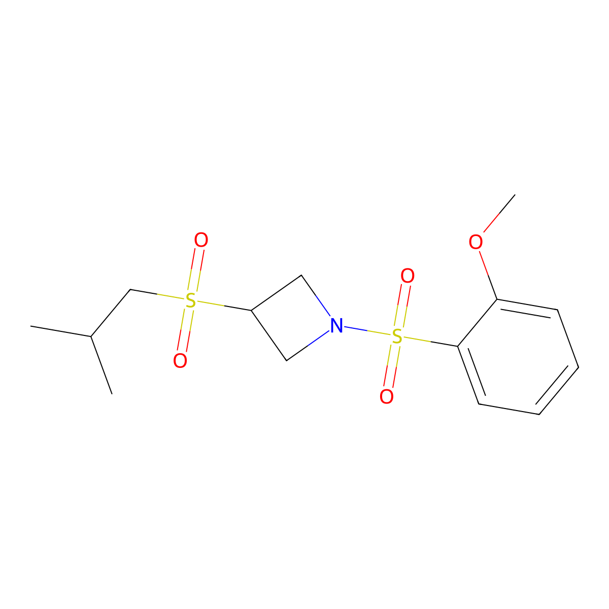 3-(Isobutylsulfonyl)-1-((2-methoxyphenyl)sulfonyl)azetidine molecular structure, CAS 1797087-29-6