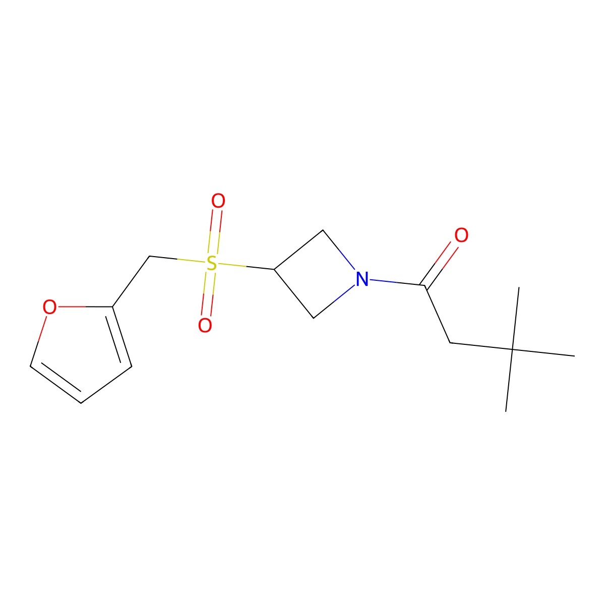 1-(3-((Furan-2-ylmethyl)sulfonyl)azetidin-1-yl)-3,3-dimethylbutan-1-one molecular structure, CAS 1797087-38-7