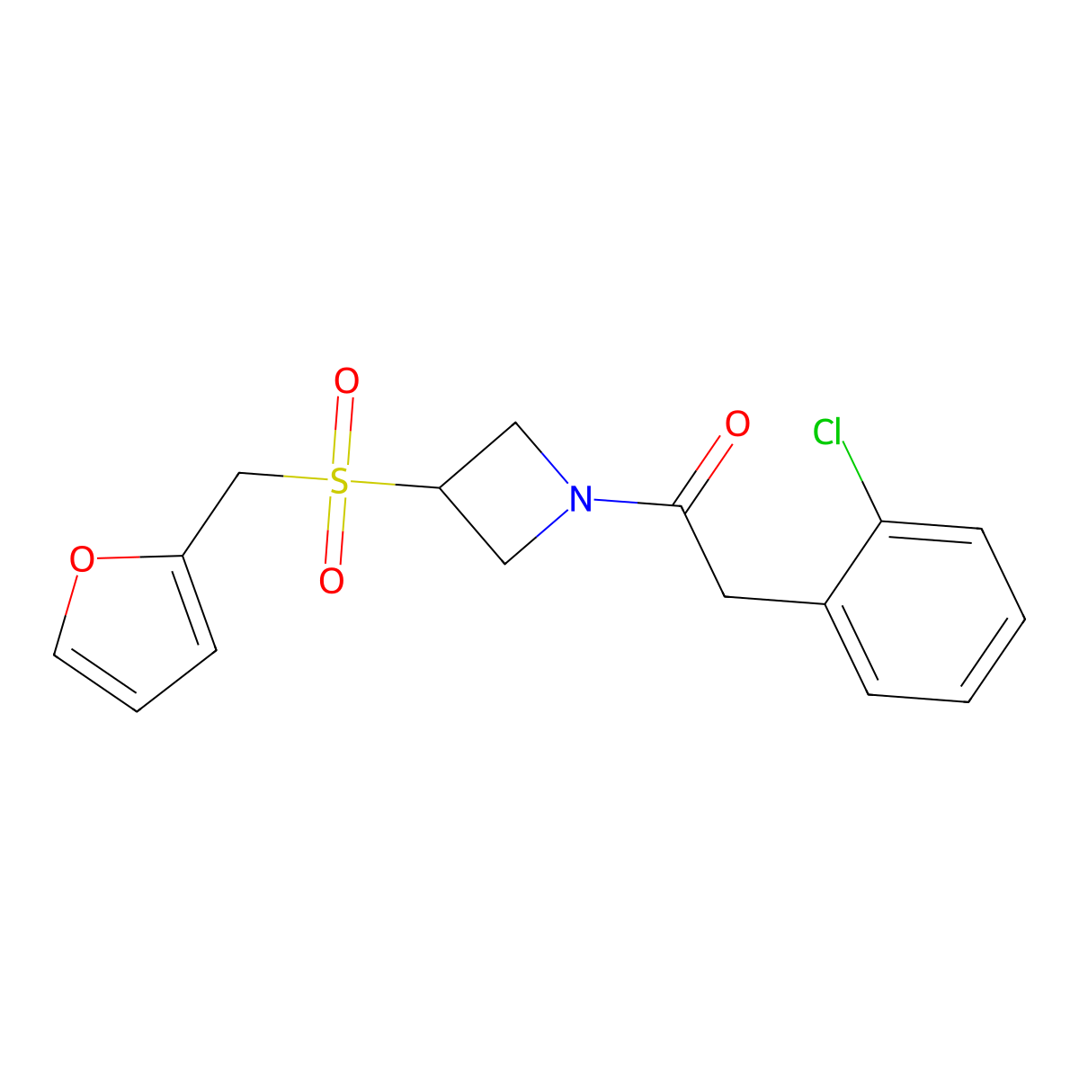 2-(2-Chlorophenyl)-1-(3-((furan-2-ylmethyl)sulfonyl)azetidin-1-yl)ethanone molecular structure, CAS 1797087-54-7