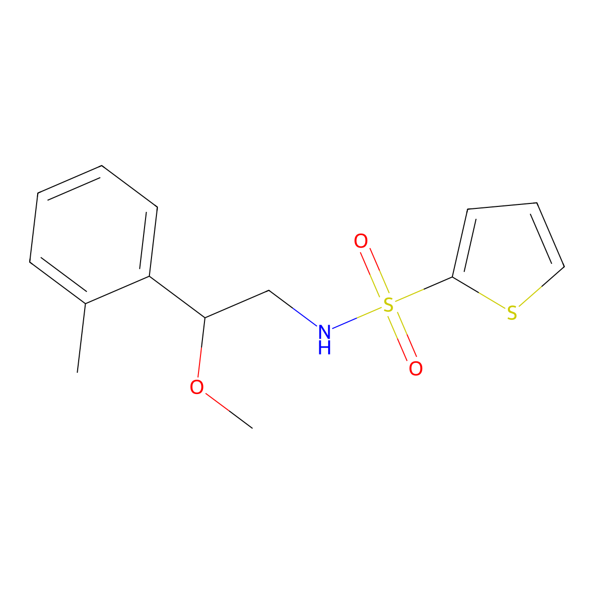 N-(2-methoxy-2-(o-tolyl)ethyl)thiophene-2-sulfonamide molecular structure, CAS 1797087-70-7