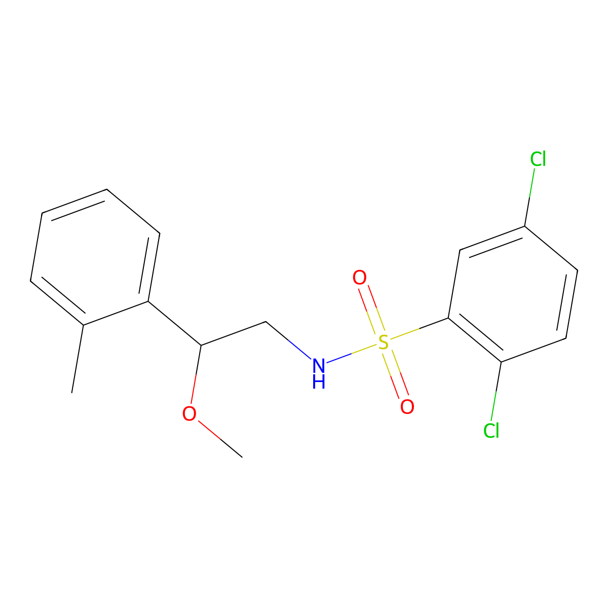 2,5-dichloro-N-(2-methoxy-2-(o-tolyl)ethyl)benzenesulfonamide molecular structure, CAS 1797087-78-5