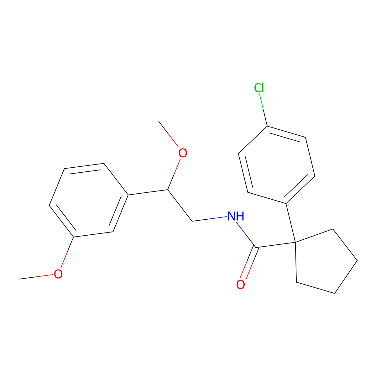 1-(4-chlorophenyl)-N-(2-methoxy-2-(3-methoxyphenyl)ethyl)cyclopentanecarboxamide molecular structure, CAS 1797088-19-7