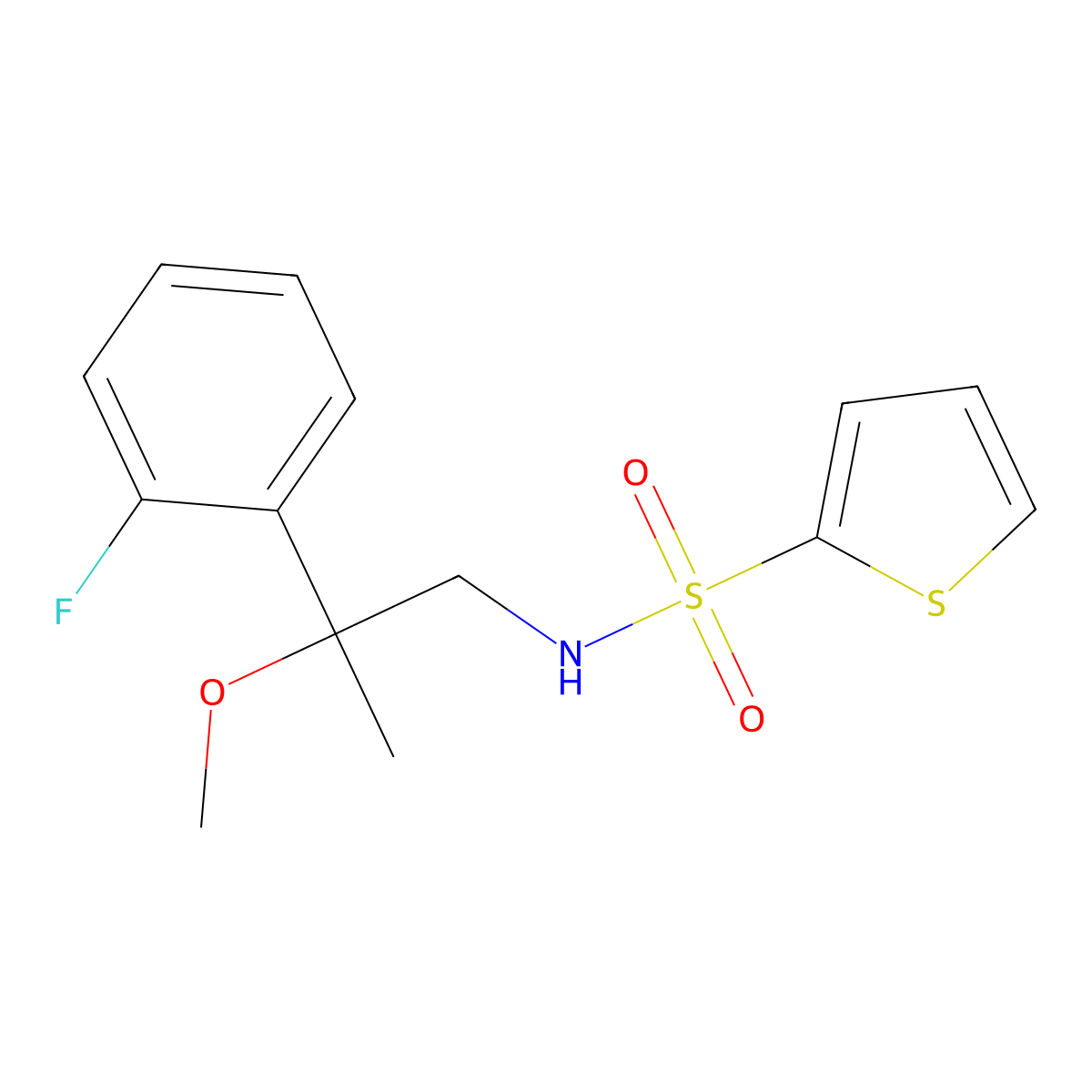 N-[2-(2-Fluorophenyl)-2-methoxypropyl]thiophene-2-sulfonamide molecular structure, CAS 1797089-45-2