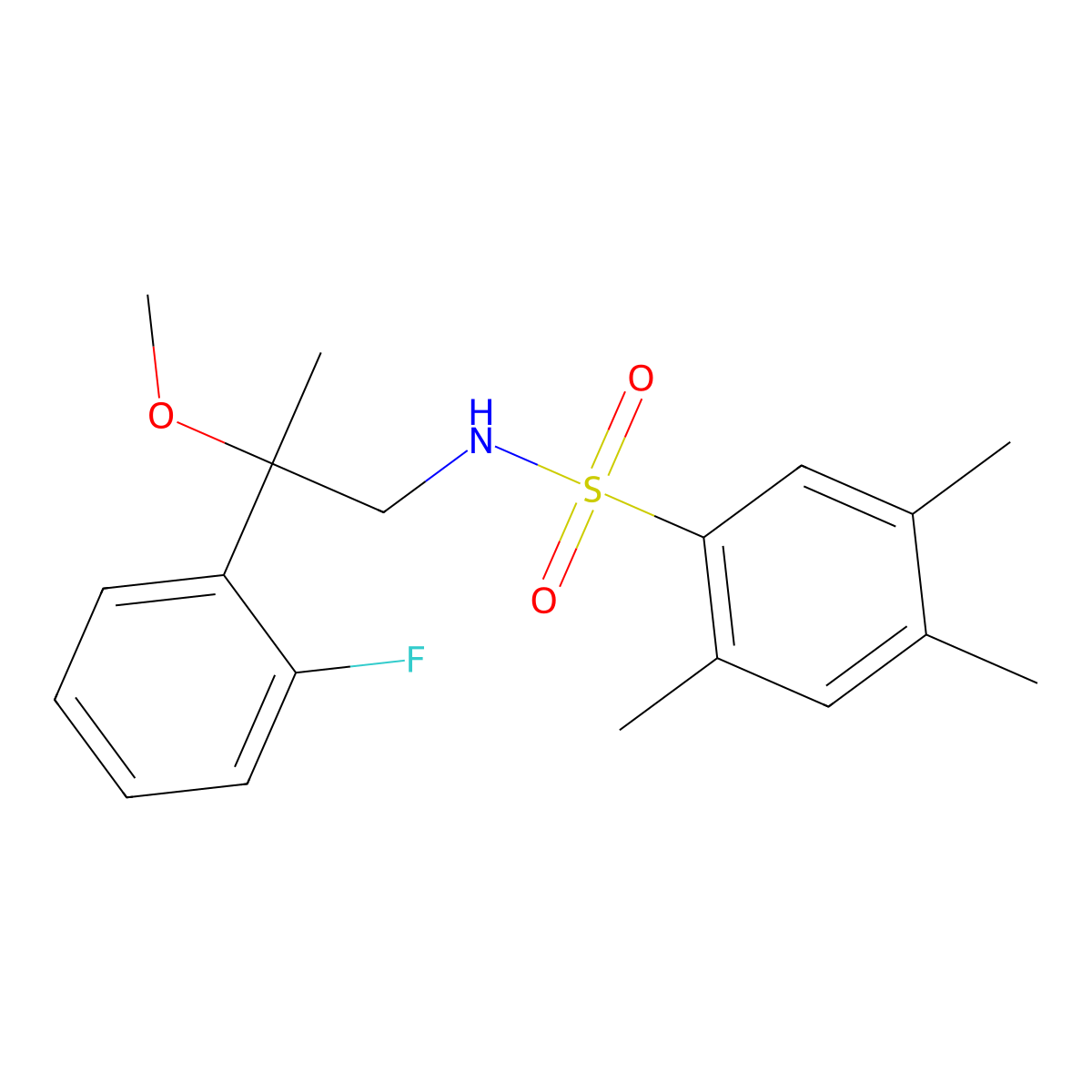 N-(2-(2-fluorophenyl)-2-methoxypropyl)-2,4,5-trimethylbenzenesulfonamide molecular structure, CAS 1797089-52-1