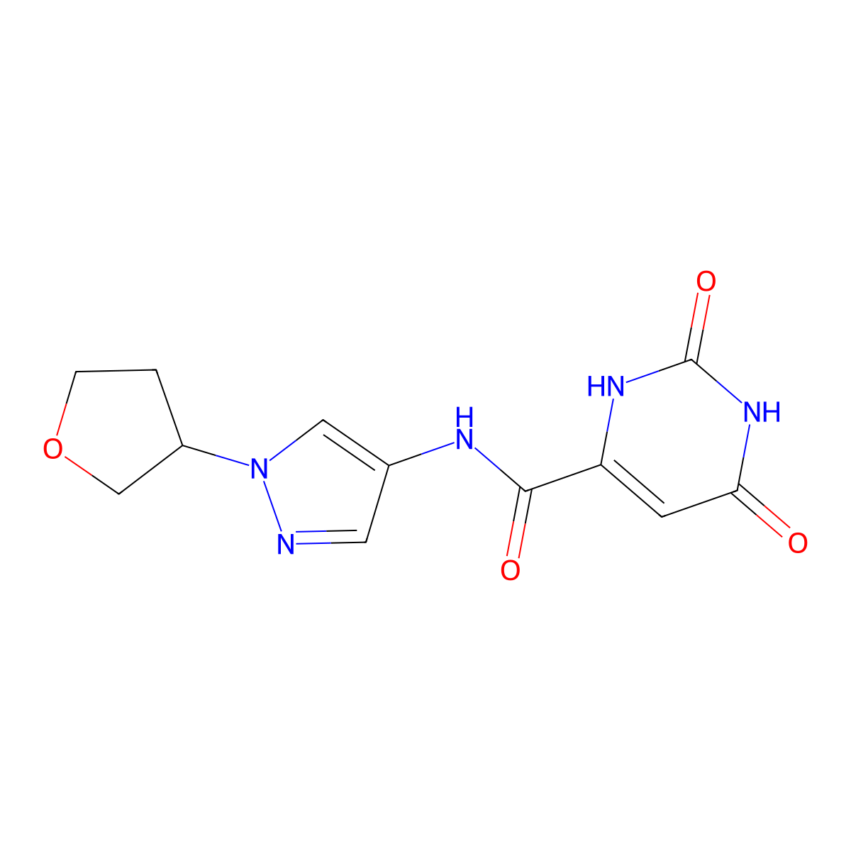 2,6-dioxo-N-(1-(tetrahydrofuran-3-yl)-1H-pyrazol-4-yl)-1,2,3,6-tetrahydropyrimidine-4-carboxamide molecular structure, CAS 1797090-20-0