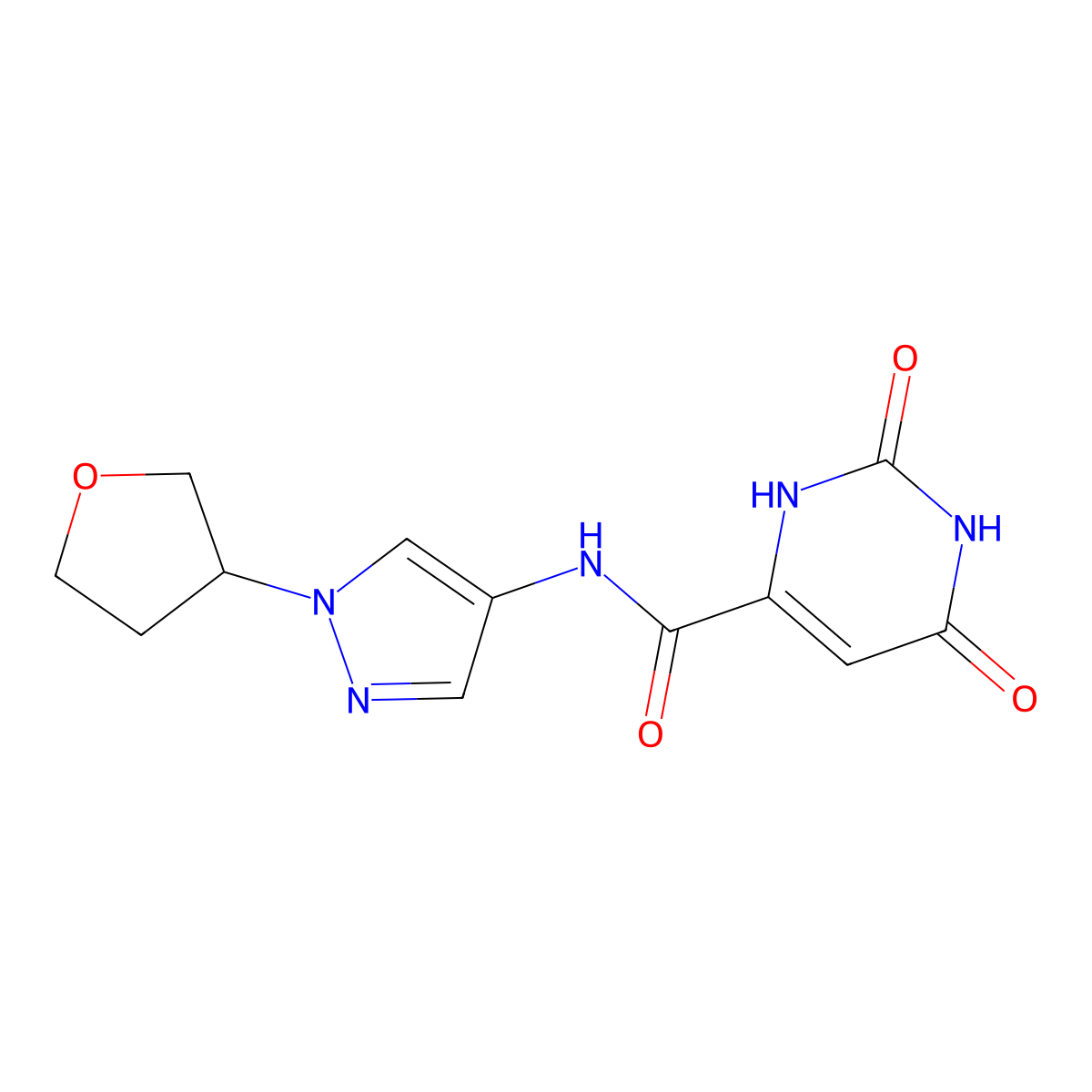 2,6-dioxo-N-(1-(tetrahydrofuran-3-yl)-1H-pyrazol-4-yl)-1,2,3,6-tetrahydropyrimidine-4-carboxamide molecular structure, CAS 1797090-20-0