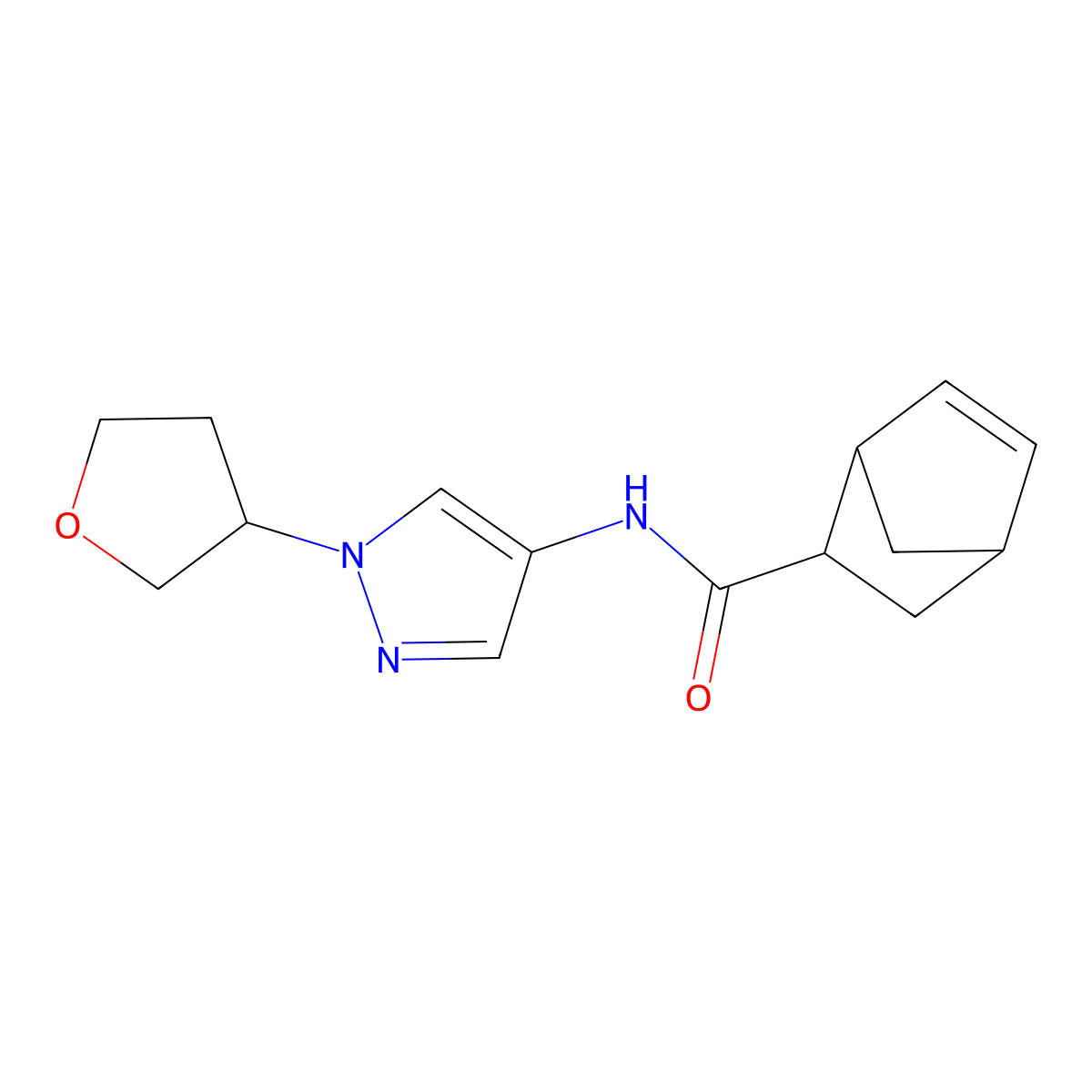 N-(1-(tetrahydrofuran-3-yl)-1H-pyrazol-4-yl)bicyclo[2.2.1]hept-5-ene-2-carboxamide molecular structure, CAS 1797090-46-0