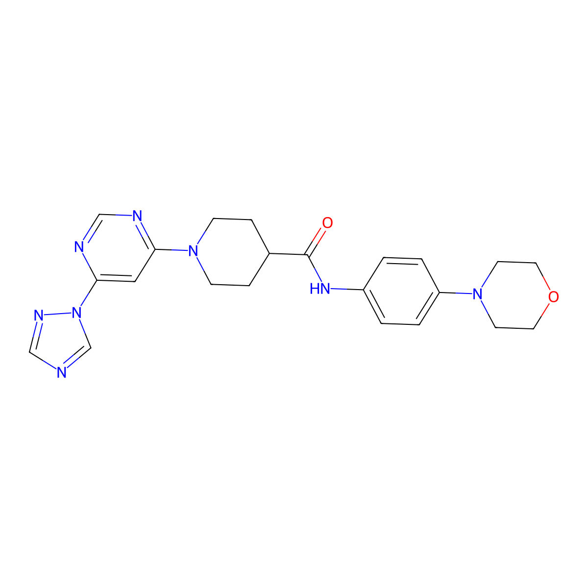 1-(6-(1H-1,2,4-triazol-1-yl)pyrimidin-4-yl)-N-(4-morpholinophenyl)piperidine-4-carboxamide molecular structure, CAS 1797091-26-9