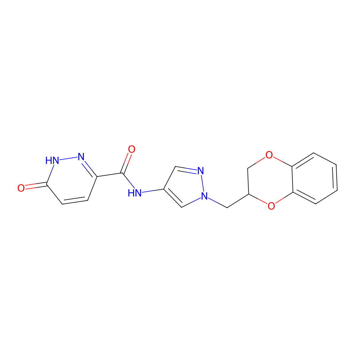N-(1-((2,3-dihydrobenzo[b][1,4]dioxin-2-yl)methyl)-1H-pyrazol-4-yl)-6-oxo-1,6-dihydropyridazine-3-carboxamide molecular structure, CAS 1797091-77-0