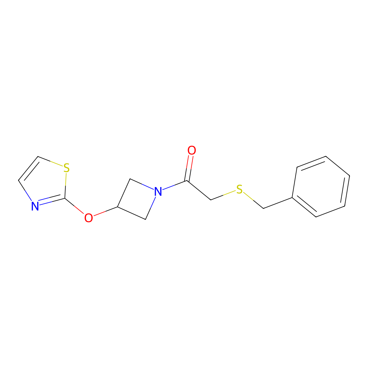 2-(Benzylthio)-1-(3-(thiazol-2-yloxy)azetidin-1-yl)ethanone molecular structure, CAS 1797091-86-1