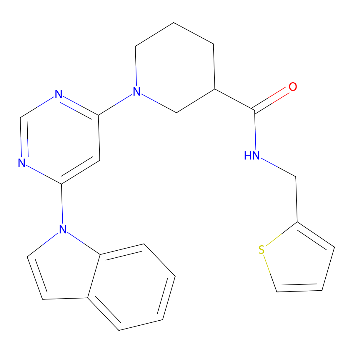 1-(6-(1H-indol-1-yl)pyrimidin-4-yl)-N-(thiophen-2-ylmethyl)piperidine-3-carboxamide molecular structure, CAS 1797092-26-2