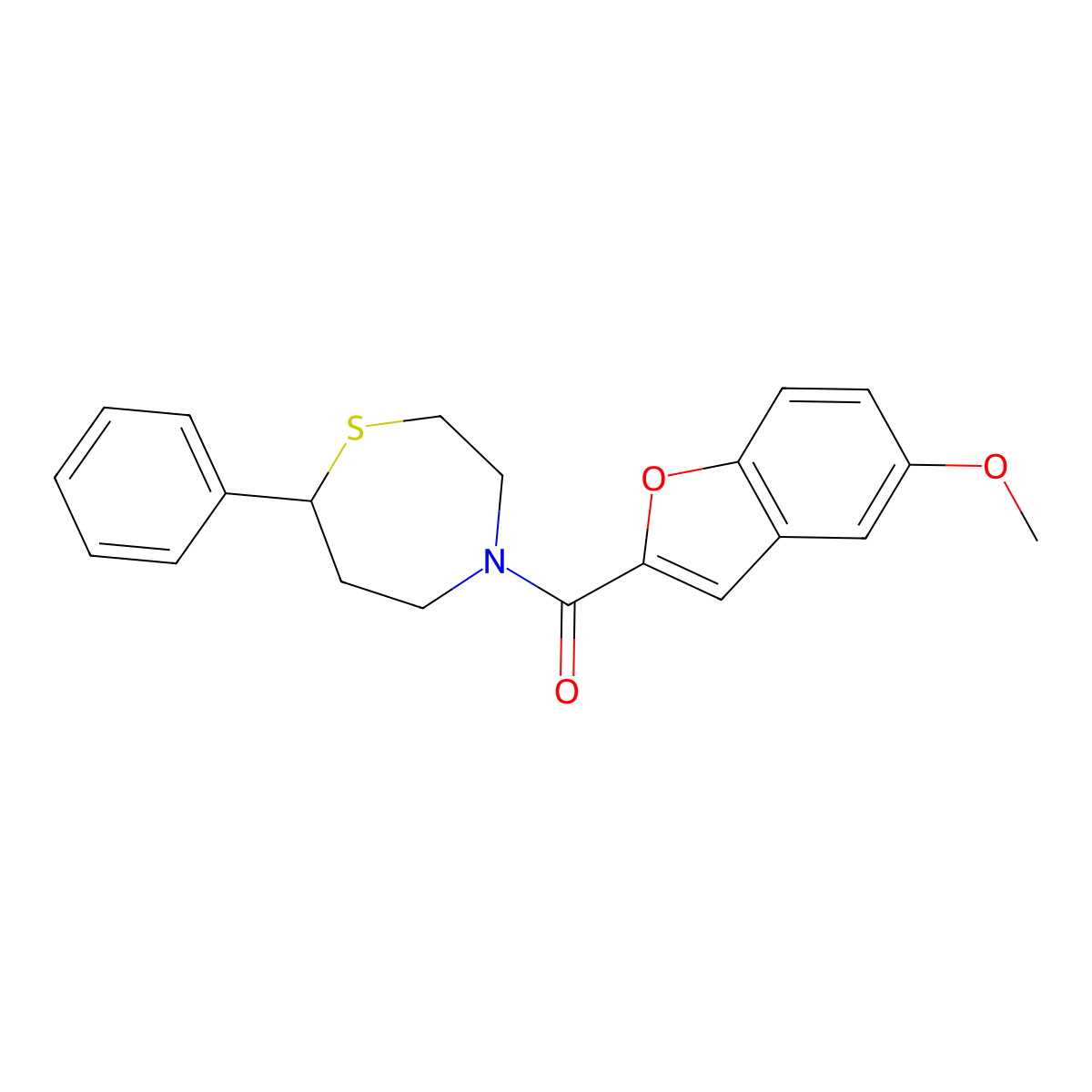 (5-Methoxybenzofuran-2-yl)(7-phenyl-1,4-thiazepan-4-yl)methanone molecular structure, CAS 1797092-53-5