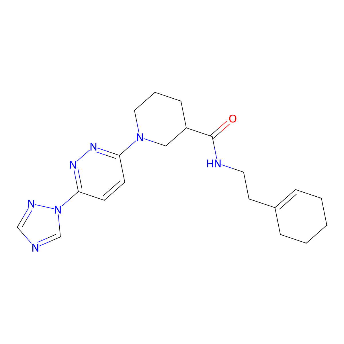 1-(6-(1H-1,2,4-triazol-1-yl)pyridazin-3-yl)-N-(2-(cyclohex-1-en-1-yl)ethyl)piperidine-3-carboxamide molecular structure, CAS 1797092-59-1