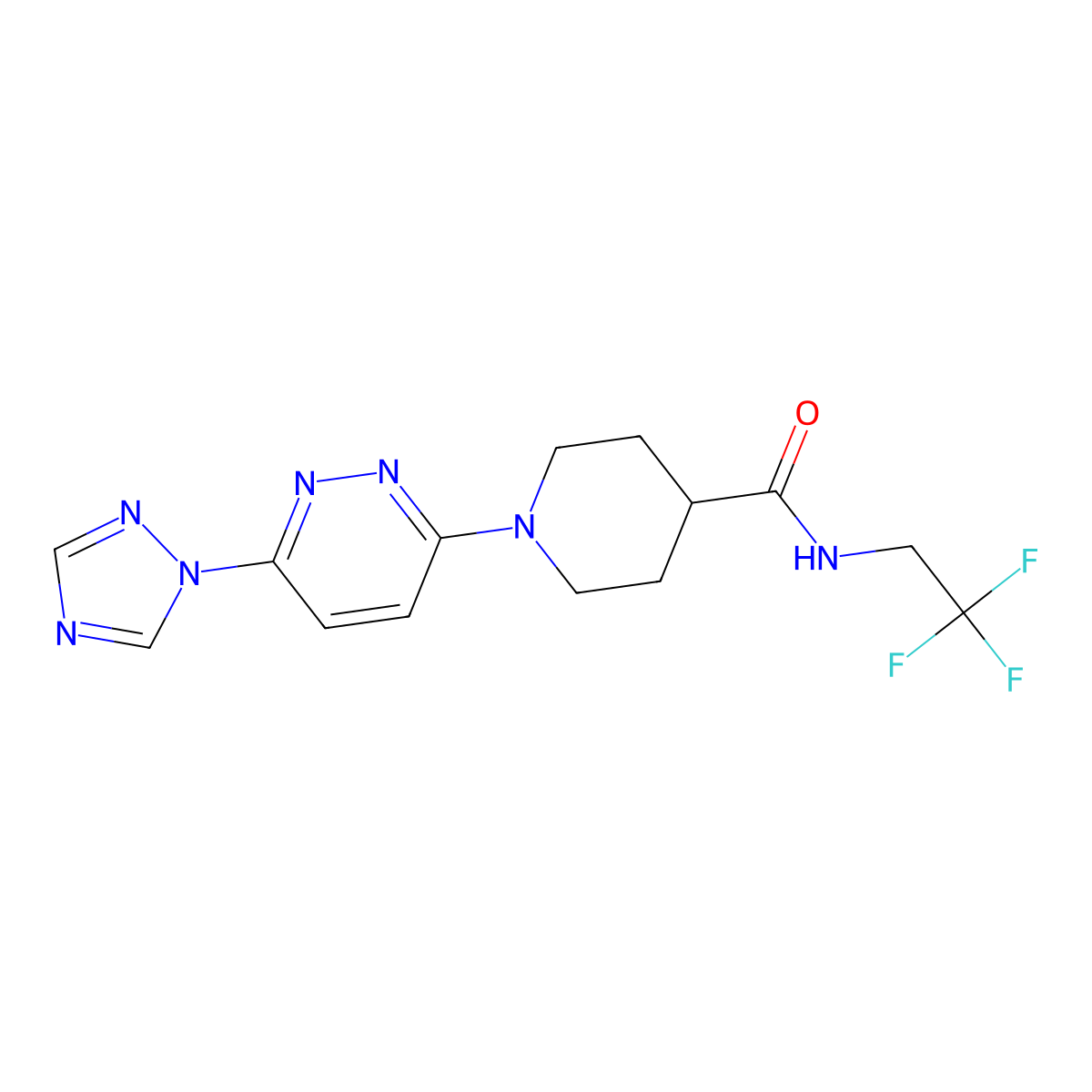 1-[6-(1H-1,2,4-triazol-1-yl)pyridazin-3-yl]-N-(2,2,2-trifluoroethyl)piperidine-4-carboxamide molecular structure, CAS 1797092-74-0