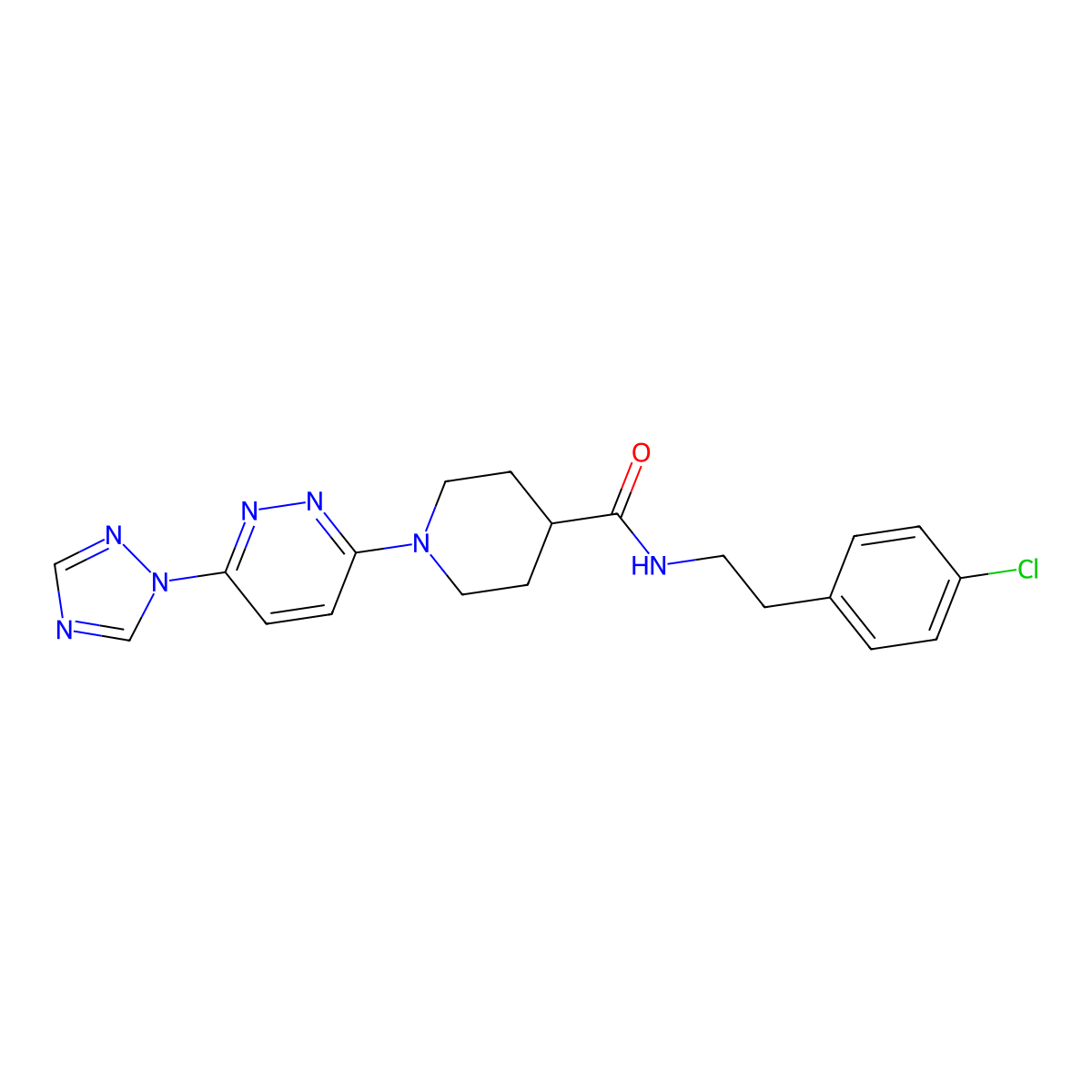 1-(6-(1H-1,2,4-triazol-1-yl)pyridazin-3-yl)-N-(4-chlorophenethyl)piperidine-4-carboxamide molecular structure, CAS 1797092-76-2