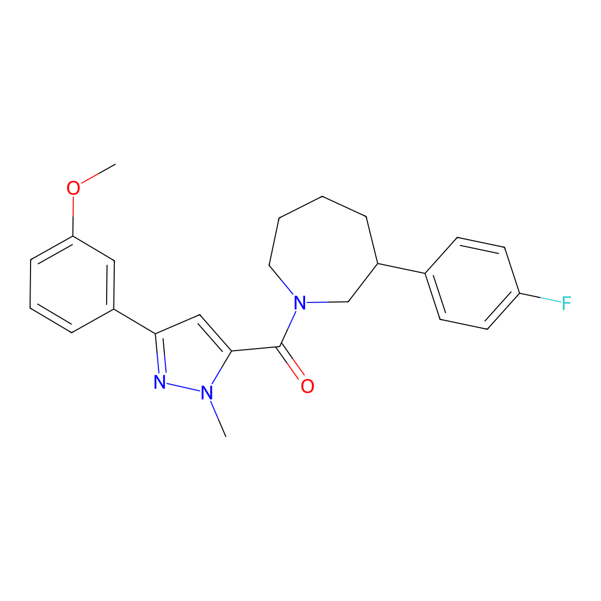 (3-(4-fluorophenyl)azepan-1-yl)(3-(3-methoxyphenyl)-1-methyl-1H-pyrazol-5-yl)methanone molecular structure, CAS 1797093-18-5