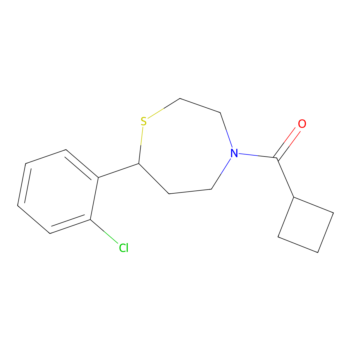 (7-(2-Chlorophenyl)-1,4-thiazepan-4-yl)(cyclobutyl)methanone molecular structure, CAS 1797093-21-0