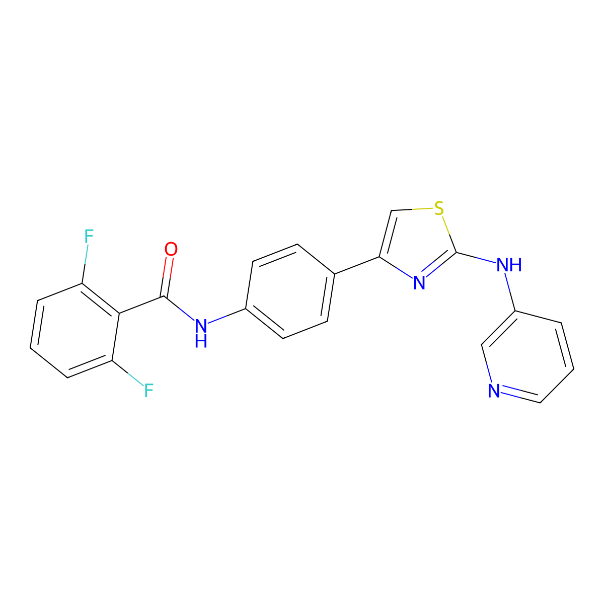 2,6-difluoro-N-(4-(2-(pyridin-3-ylamino)thiazol-4-yl)phenyl)benzamide molecular structure, CAS 1797094-47-3