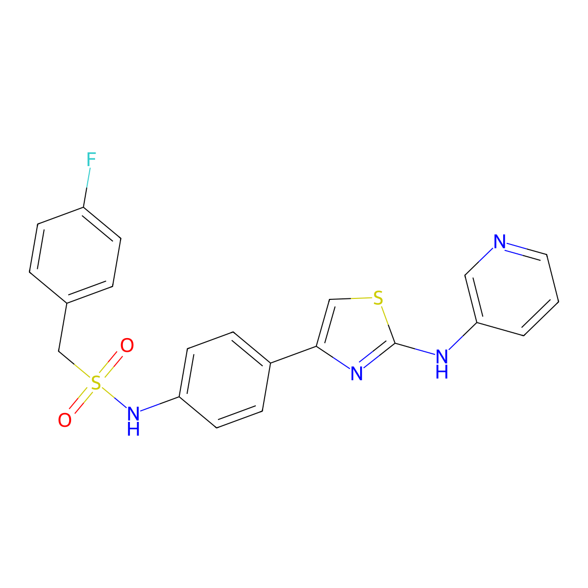 1-(4-fluorophenyl)-N-(4-(2-(pyridin-3-ylamino)thiazol-4-yl)phenyl)methanesulfonamide molecular structure, CAS 1797094-64-4