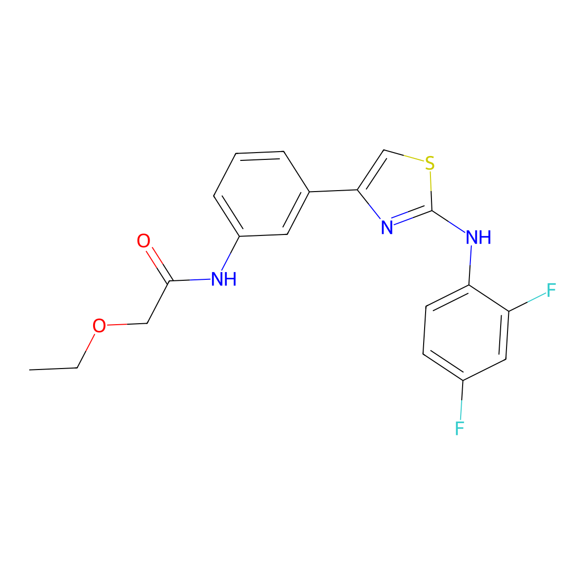 N-(3-(2-((2,4-difluorophenyl)amino)thiazol-4-yl)phenyl)-2-ethoxyacetamide molecular structure, CAS 1797094-71-3