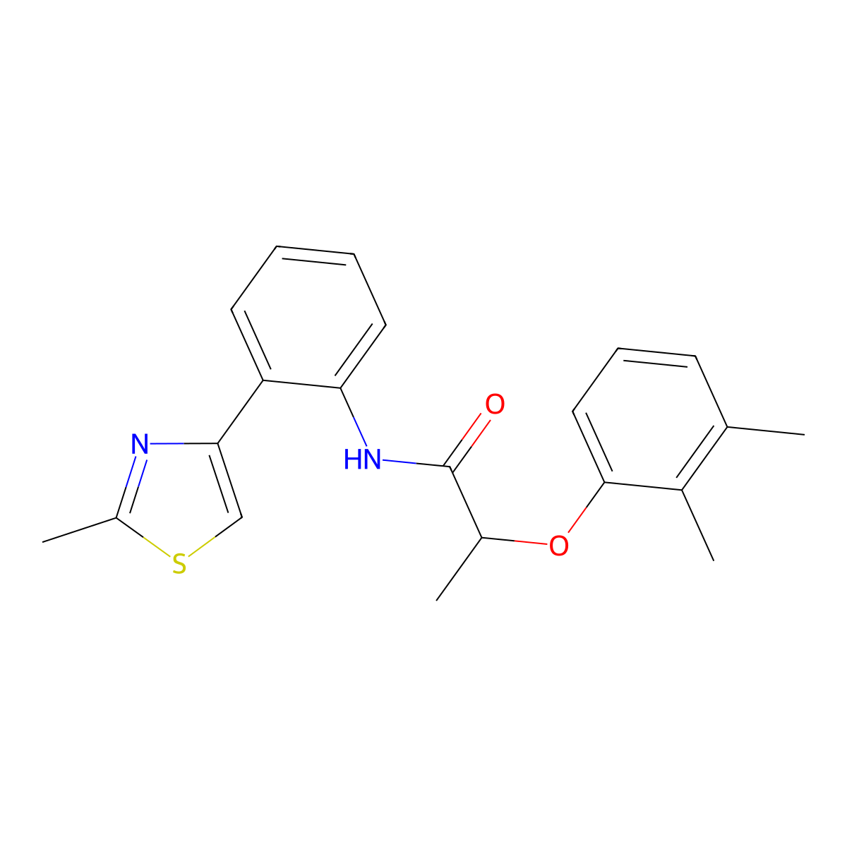 2-(2,3-dimethylphenoxy)-N-(2-(2-methylthiazol-4-yl)phenyl)propanamide molecular structure, CAS 1797094-89-3