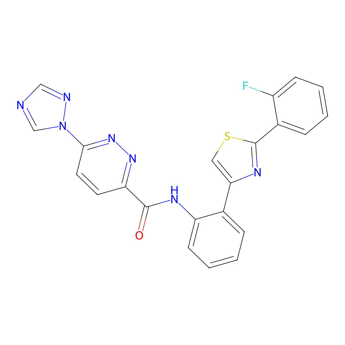 N-(2-(2-(2-fluorophenyl)thiazol-4-yl)phenyl)-6-(1H-1,2,4-triazol-1-yl)pyridazine-3-carboxamide molecular structure, CAS 1797095-24-9