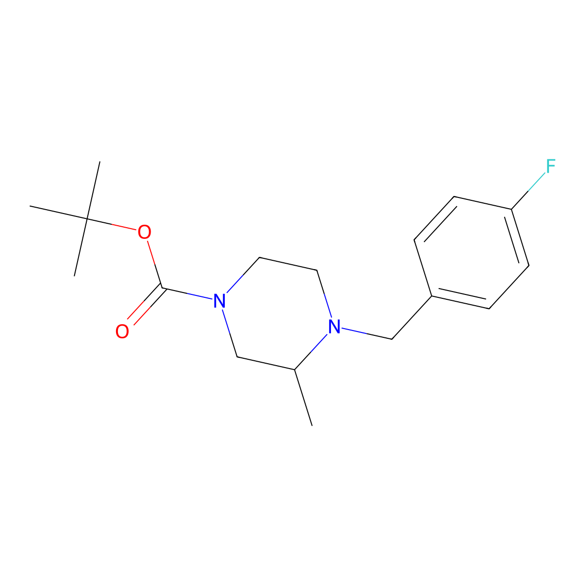 Tert-butyl 4-[(4-fluorophenyl)methyl]-3-methylpiperazine-1-carboxylate molecular structure, CAS 1797095-99-8