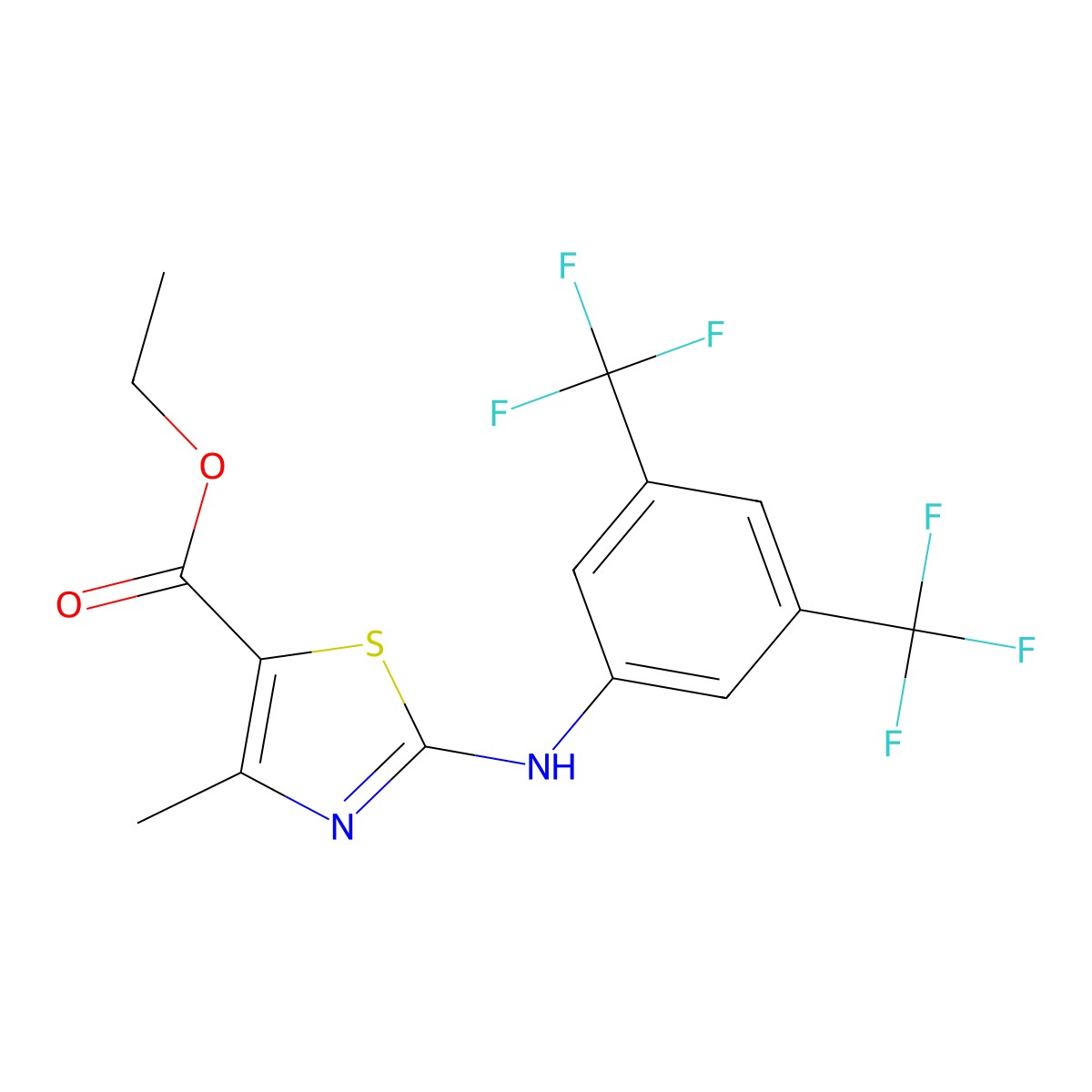 Ethyl 3-((3,5-bis(trifluoromethyl)phenyl)amino)-5-methyl-2,4-thiazolecarboxylate molecular structure, CAS 1797096-21-9