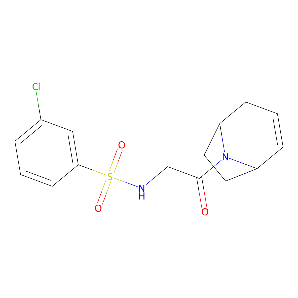 N-(2-((1R,5S)-8-azabicyclo[3.2.1]oct-2-en-8-yl)-2-oxoethyl)-3-chlorobenzenesulfonamide molecular structure, CAS 1797096-41-3