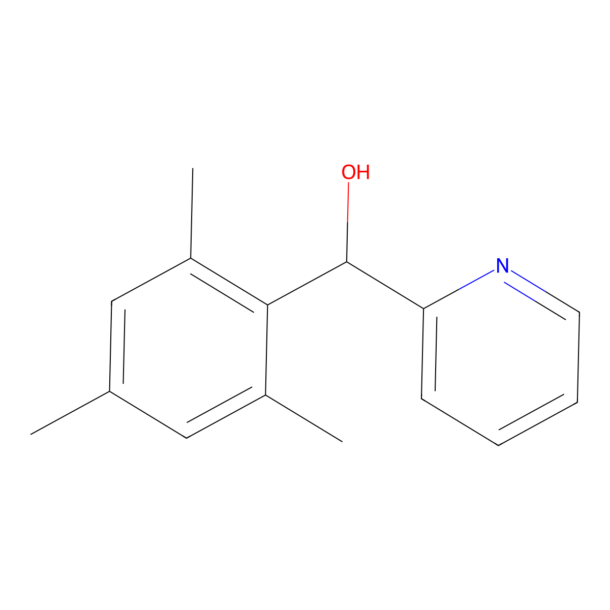 alpha-(2,4,6-Trimethylphenyl)-2-pyridinemethanol molecular structure, CAS 17971-25-4