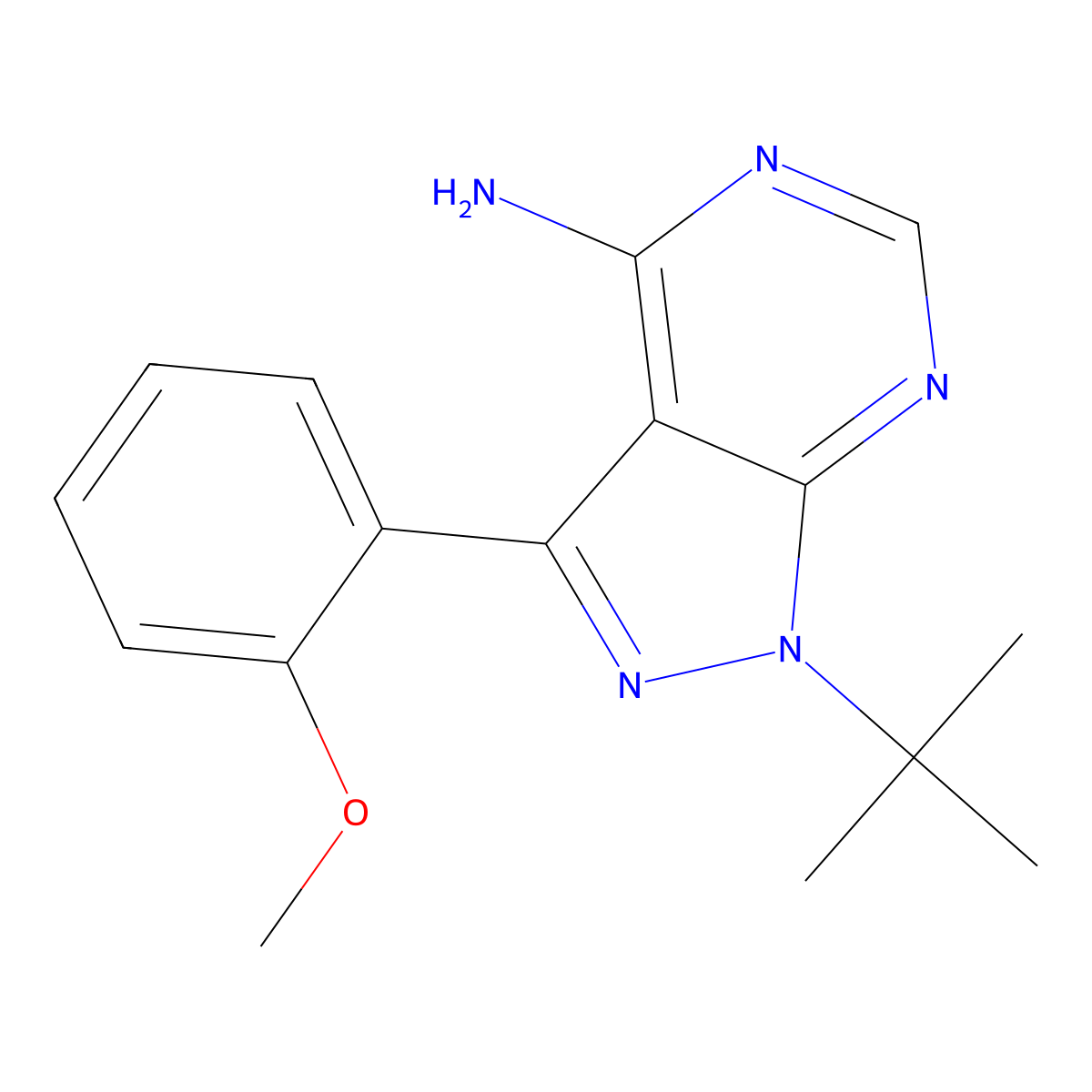 1-(tert-Butyl)-3-(2-methoxyphenyl)-1H-pyrazolo[3,4-d]pyrimidin-4-amine molecular structure, CAS 1797105-85-1