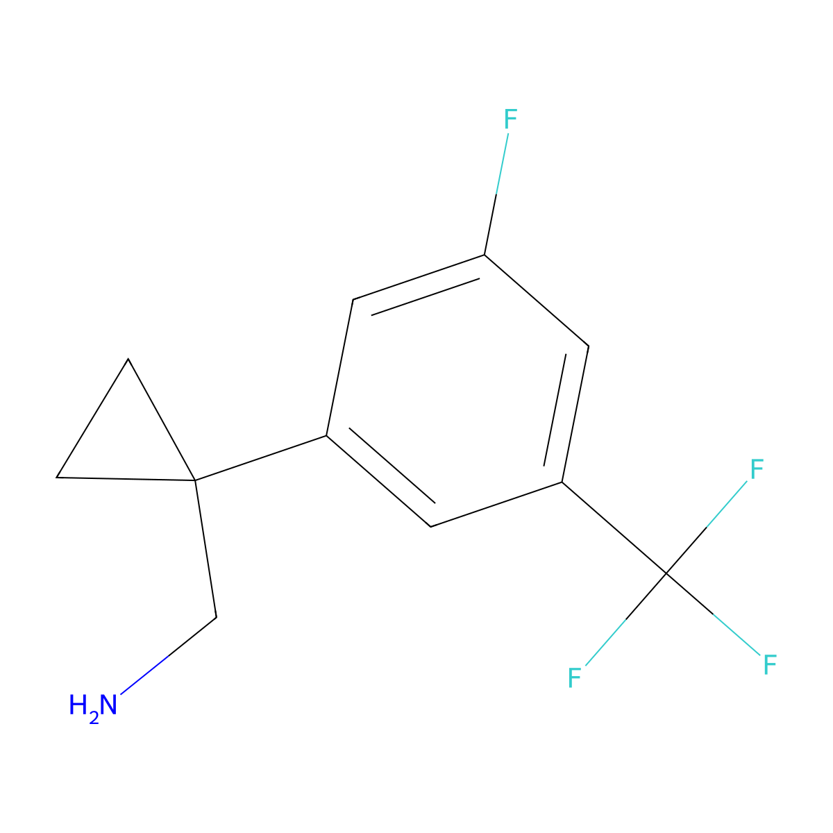 {1-[3-Fluoro-5-(trifluoromethyl)phenyl]cyclopropyl}methanamine molecular structure, CAS 1797116-22-3