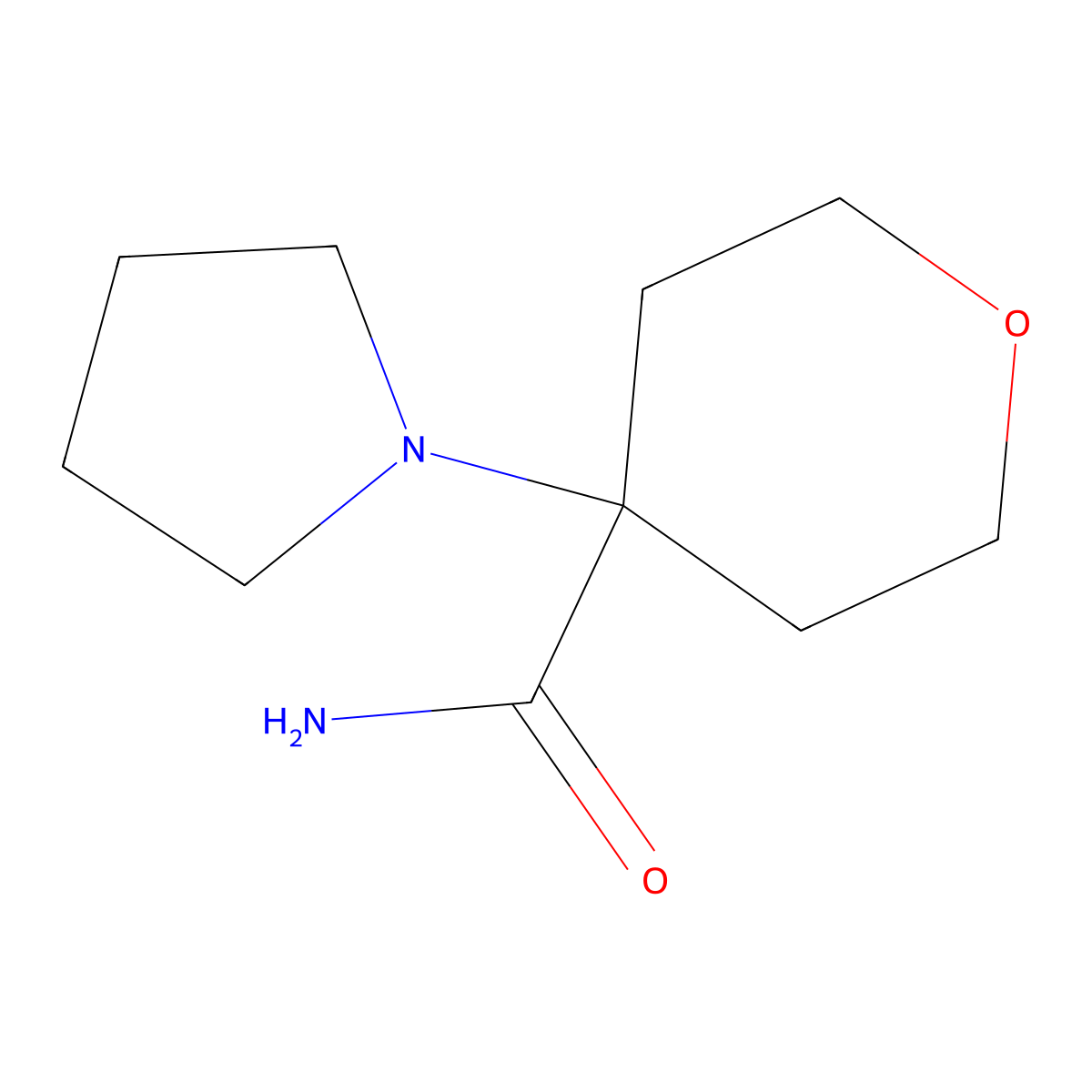 4-(Pyrrolidin-1-yl)oxane-4-carboxamide molecular structure, CAS 1797121-22-2