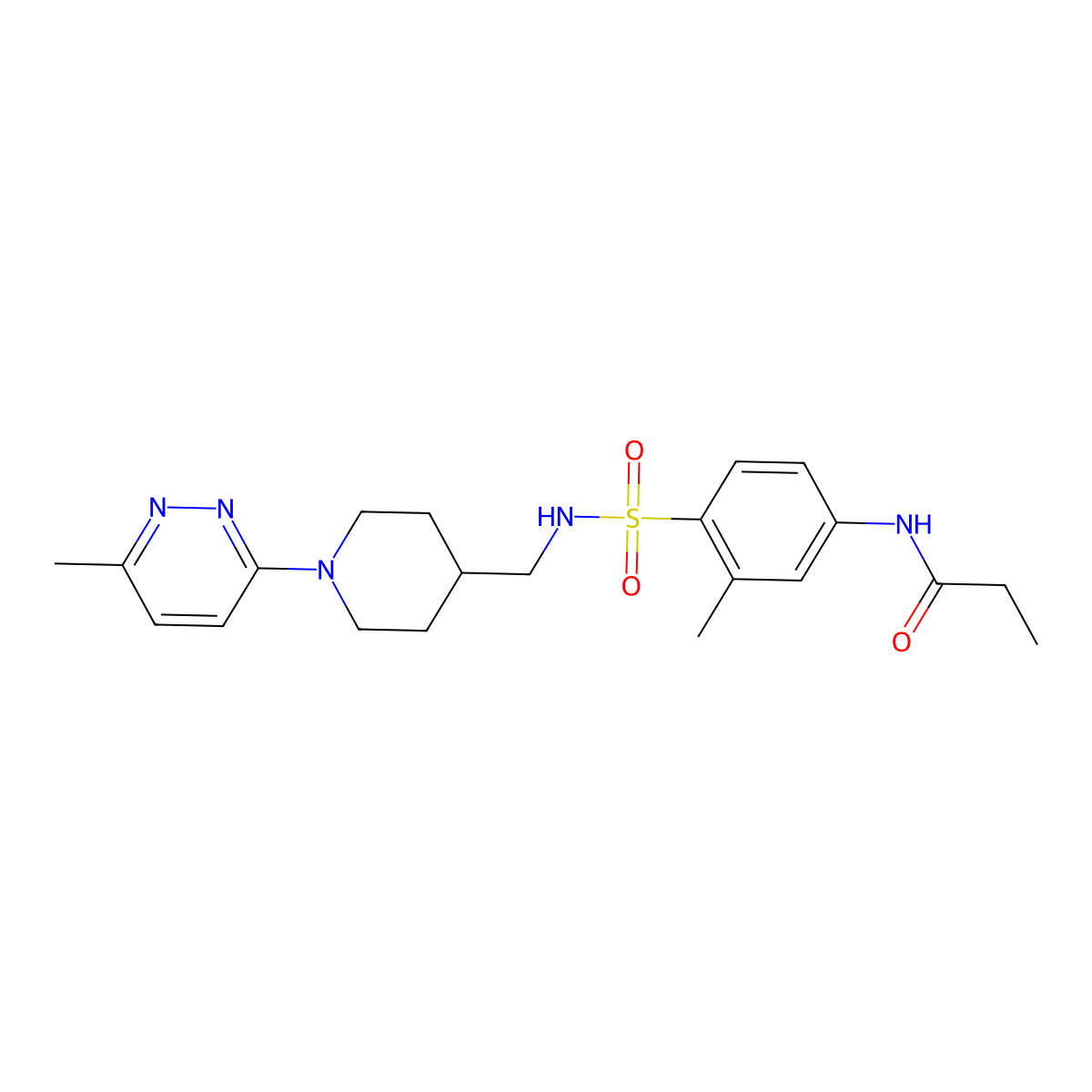 N-(3-methyl-4-(N-((1-(6-methylpyridazin-3-yl)piperidin-4-yl)methyl)sulfamoyl)phenyl)propionamide molecular structure, CAS 1797123-89-7