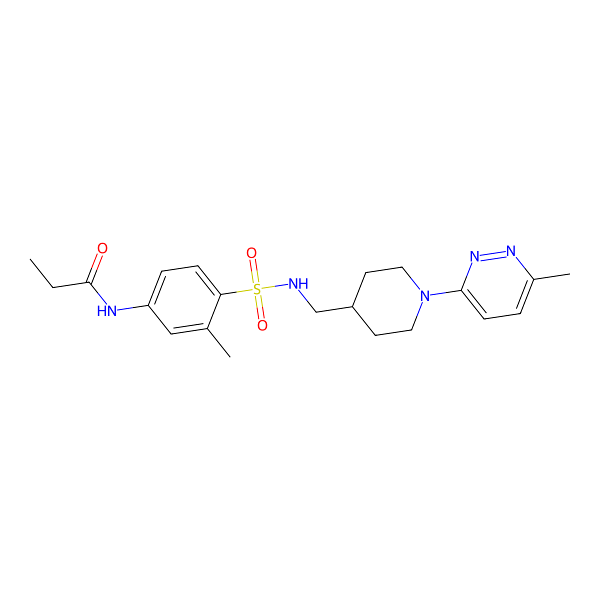 N-(3-methyl-4-(N-((1-(6-methylpyridazin-3-yl)piperidin-4-yl)methyl)sulfamoyl)phenyl)propionamide molecular structure, CAS 1797123-89-7