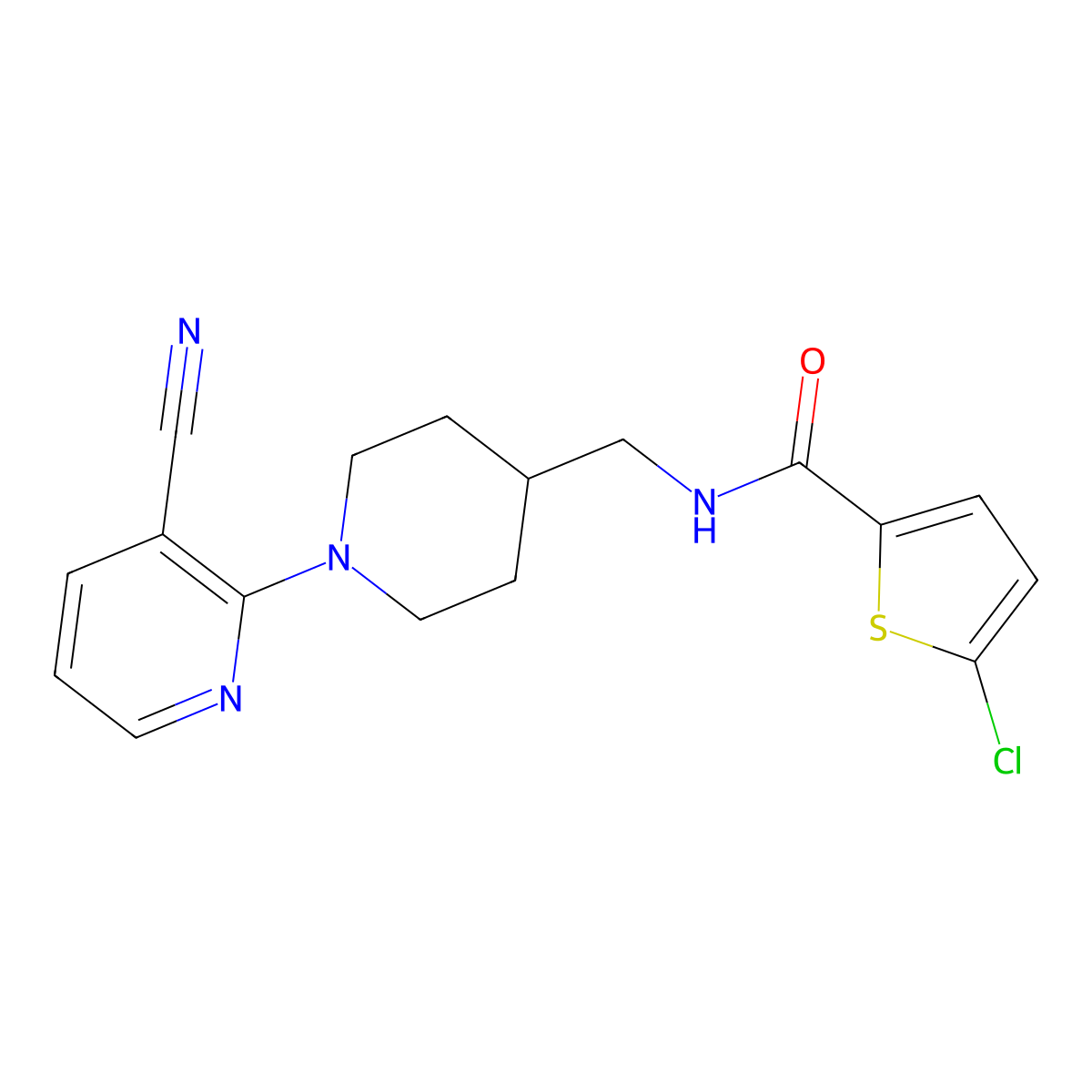 5-chloro-N-((1-(3-cyanopyridin-2-yl)piperidin-4-yl)methyl)thiophene-2-carboxamide molecular structure, CAS 1797124-03-8