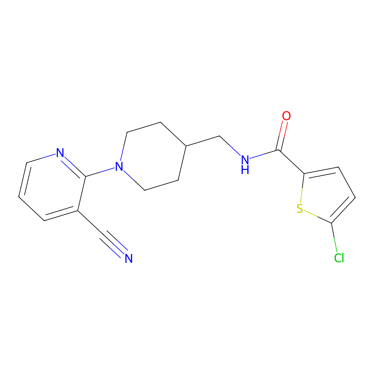 5-chloro-N-((1-(3-cyanopyridin-2-yl)piperidin-4-yl)methyl)thiophene-2-carboxamide molecular structure, CAS 1797124-03-8