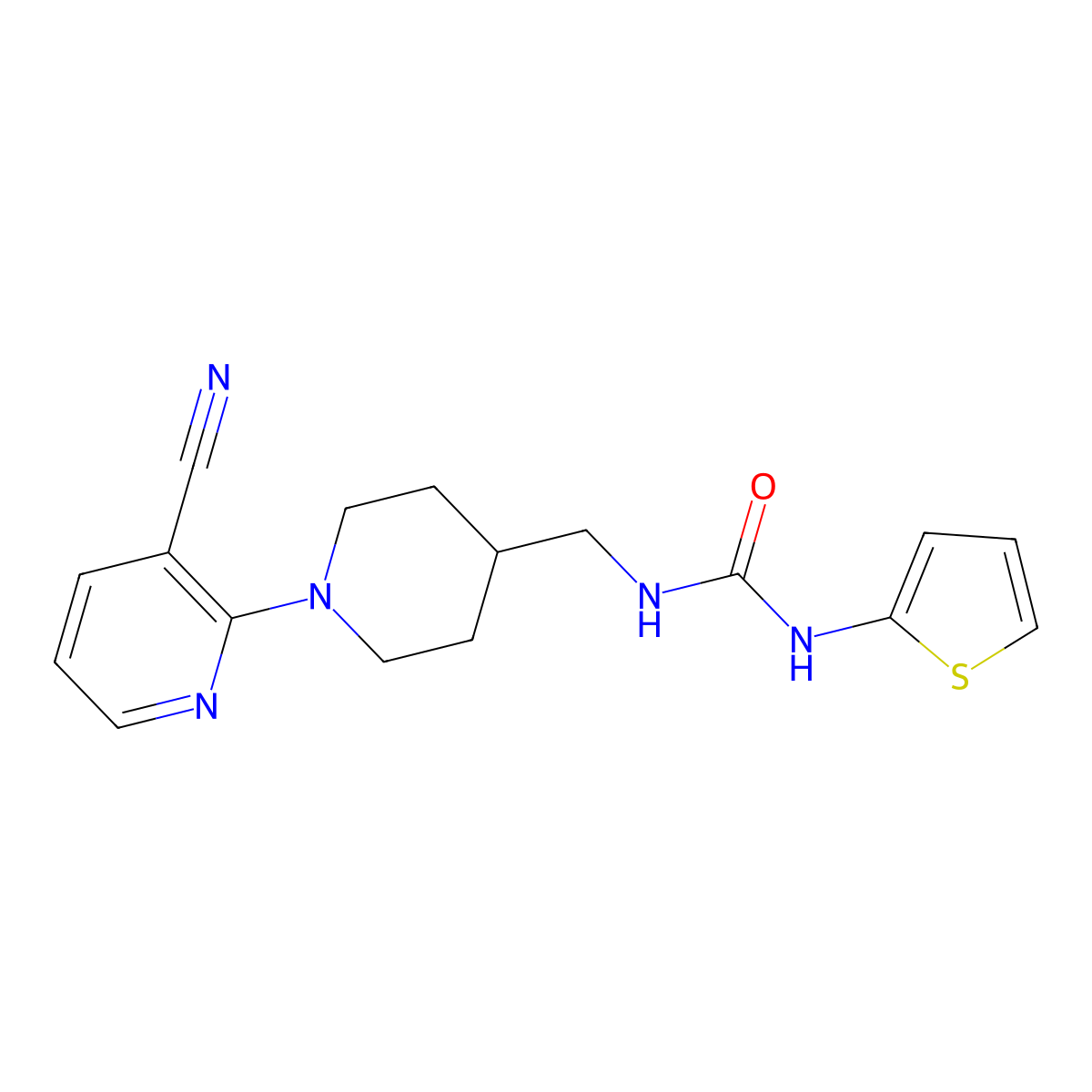 1-((1-(3-Cyanopyridin-2-yl)piperidin-4-yl)methyl)-3-(thiophen-2-yl)urea molecular structure, CAS 1797124-23-2