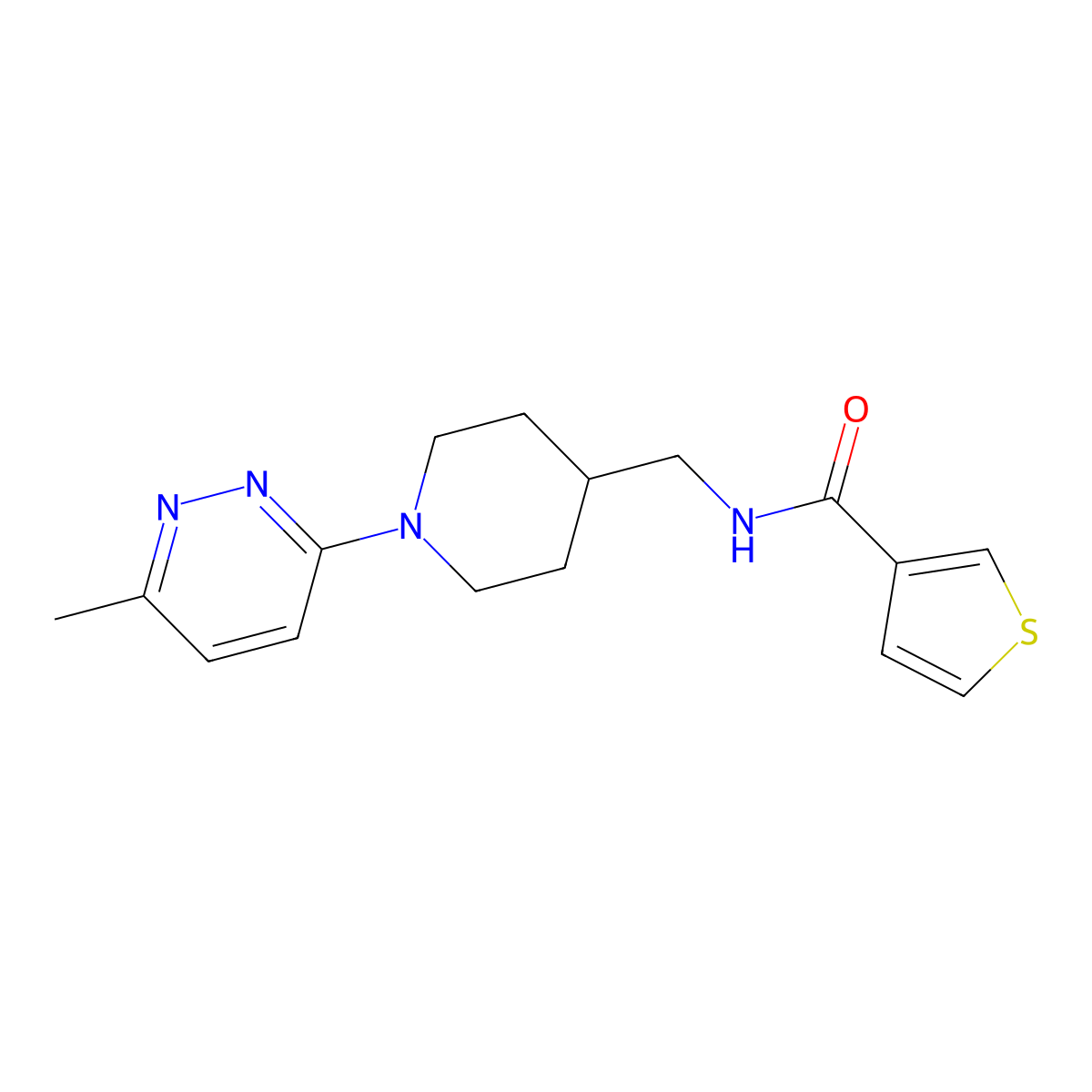 N-((1-(6-methylpyridazin-3-yl)piperidin-4-yl)methyl)thiophene-3-carboxamide molecular structure, CAS 1797124-37-8