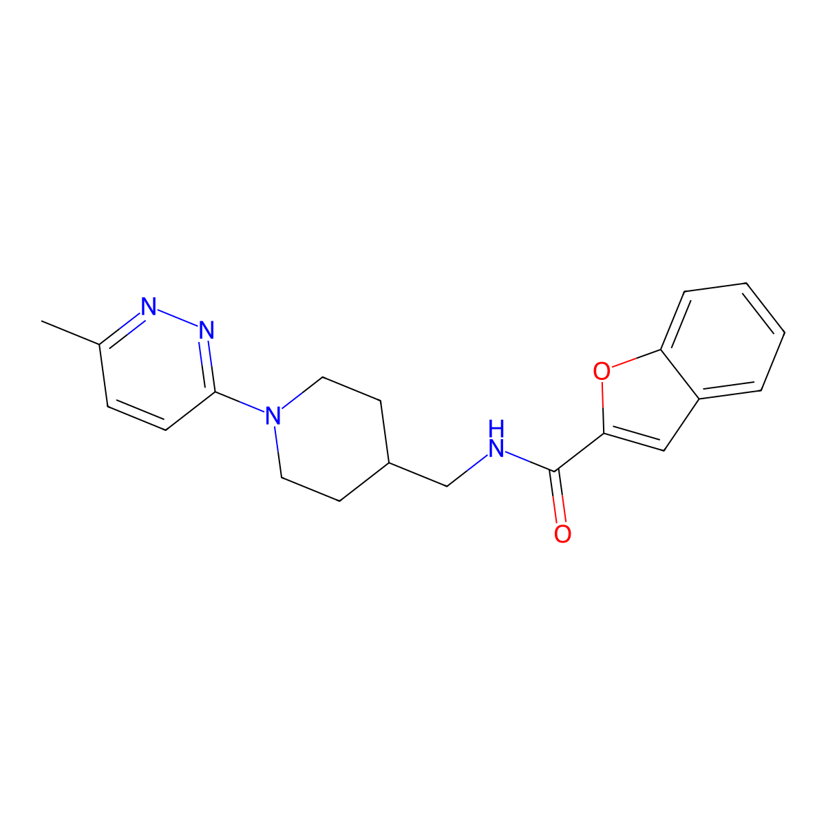 N-((1-(6-methylpyridazin-3-yl)piperidin-4-yl)methyl)benzofuran-2-carboxamide molecular structure, CAS 1797124-44-7